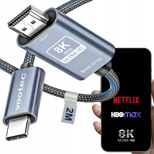 Adapter Kabel Przejściówka USB C HDMI 2.1 8K 60 Hz 4K 144 Hz iPhone 15 Pro na Arena.pl