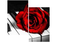 60X60CM RÓŻA FORTEPIANIE DWU OBRAZ ŚCIAN