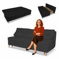 Kanapa sofa KIMO f. spania pojemnik Family Meble Twisster czarna sztruks