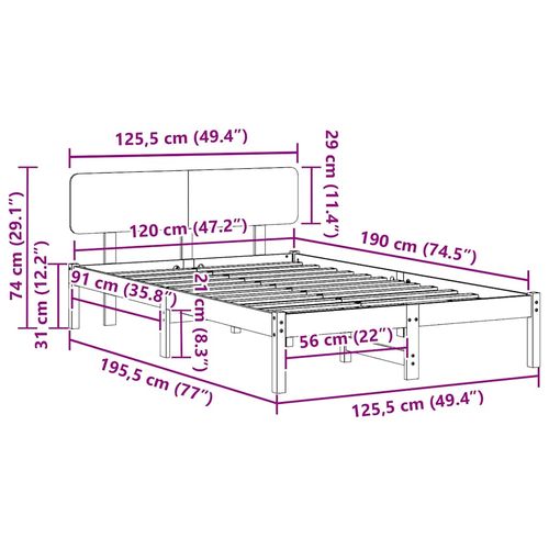 Łóżko z zagłówkiem 120x190 cm z litego drewna sosnowego na Arena.pl