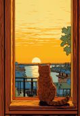 Plakat 68x98cm Zachód przez Kocie Oczy