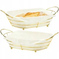 KOSZYK NA PIECZYWO CHLEB OWOCE WARZYWA ZŁOTY Z BIAŁYM BAWEŁNIANYM WKŁADEM