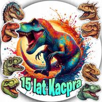 OPŁATEK NA TORT 20CM - DINOZAUR DINO DEKORACJA URODZINOWA + IMIĘ 15CM 18CM