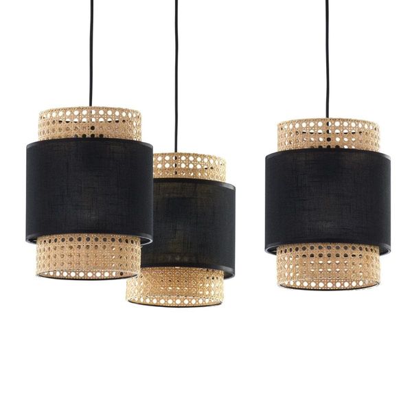 Lampa zwisowa okrągła ratan Boho 6549 TK Lighting ekologiczna czarna zdjęcie 1