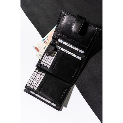 pionowy portfel męski rfid z zapięciem - rovicky na Arena.pl