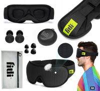 ZESTAW OPASKA NA OCZY DO SPANIA MASKA 3D REGULOWANA CZARNA ZATYCZKI DO