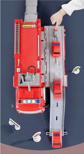 DUŻY WÓZ STRAŻACKI NA WODĘ STRAŻ POŻARNA zjeżdżalnia 4 auta ŚWIATŁO DŻWIĘK na Arena.pl