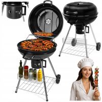 GRILL WĘGLOWY OGRODOWY OKRĄGŁY HYRLA POPIELNIK POKRYWA PÓŁKI KÓŁKA