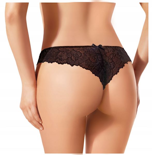 Ewana 017 Koronkowe Eleganckie Stringi Czarny L zdjęcie 4