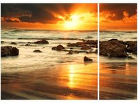 70X50CM WSCHÓD SŁOŃCA WZBURZONYM OCEANEM DWÓJ OBRAZ NIESYMETRYCZNY
