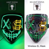 Maska LED neonowa straszna żółta – style 27