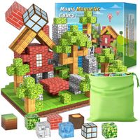 KLOCKI MAGNETYCZNE KOSTKI 3D KONSTRUKCYJNE Zestaw XXL ŚWIAT 100el + FIGURKI