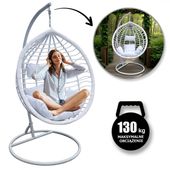 fotel wiszący huśtawka kokon z poduszkami biały - kr36