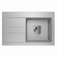 ZLEWOZMYWAK GRANITOWY GRANITOWY LAVELLO QUBE 1.0 SZARY METALIK LEWY