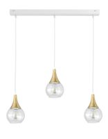 Lampa wisząca 3xE27 LACRIMA CLEAR WHITE/GOLD