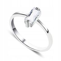 SREBRNY PIERŚCIONEK CYRKONIĄ PROSTOKĄTNA TANI 925