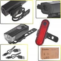 wodoodporna lampka rowerowa usb ip54 - zestaw przód + tył