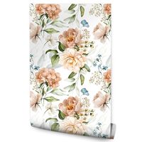 Tapeta Do Jadalni Pastelowe KWIATY Peonie Hortensje Natura Rośliny