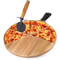 Deska do Pizzy Krojenia Serwowania Podawania Nóż Nożyk Radełko do Krojenia
