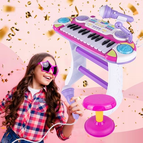 PIANINO ORGANY KEYBOARD DUŻE DLA DZIECI KRZESEŁKO MIKROFON NAGRYWANIE 24 KL na Arena.pl