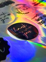 Naklejki samoprzylepne HOLOGRAFICZNE HOLO z twoim LOGO grafiką 100szt 10cm