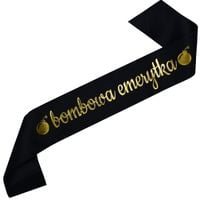 Bombowa emerytka - czarna szarfa ze złotym nadrukiem