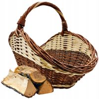 KOSZ WIKLINOWY NA DREWNO DO KOMINKA Z JASNYMI WSTAWKAMI KOSZYK Rozmiar M