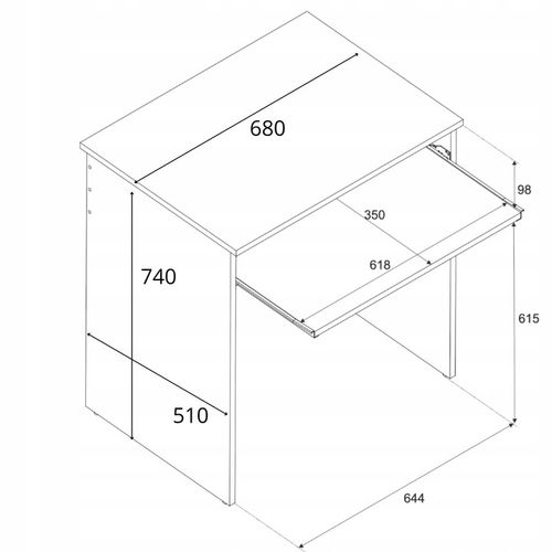 MAŁE BIURKO BIAŁE SZKOLNE 68 CM Z PÓŁKA NA KLAWIATURE KOMPUTEROWE na Arena.pl
