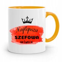 Kubek Żółty Prezent Dla Szefa Najlepsza Szefowa Z Nadrukiem Ze Zdjęciem