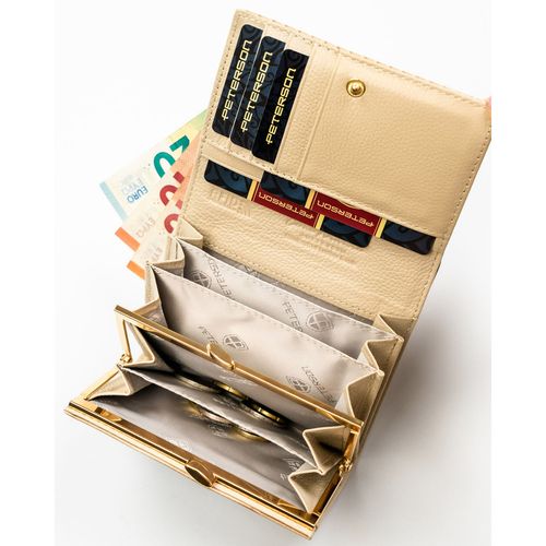 beżowy, pojemny portfel damski ze skóry naturalnej i ekologicznej na Arena.pl