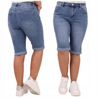 SPODENKI JEANSOWE BERMUDY DAMSKIE DO KOLAN DUŻE ROZMIARY BAWEŁNIANE LETNIE