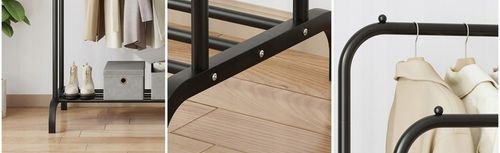 WIESZAK NA UBRANIA BUTY STOJĄCY PODŁOGOWY STOJAK CZARNY PODWÓJNY na Arena.pl