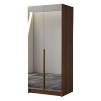 Szafa BONO III 100 cm z lustrem-pojemna garderoba-ORZECH WARMIA+ZŁOTY