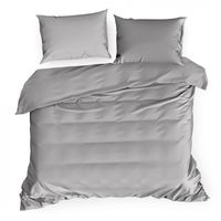 Pościel satynowa Harmony 160x200 + 70x80 szara elegancja i komfort