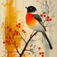 Plakat 80x80cm Jesienny Rudzik