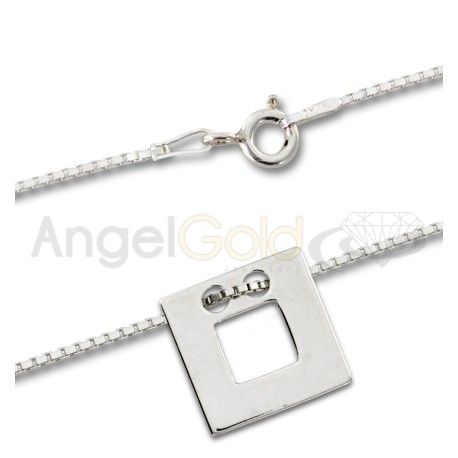 SREBRNY NASZYJNIK GWIAZD KWADRAT Z DZIURKĄ CELEBRYTKA PRÓBA SREBRA 925 GRAWER GRATIS zdjęcie 4