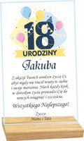 STATUETKA TABLICZKA 18 urodziny życzenia spersonalizowany prezent nadruk UV