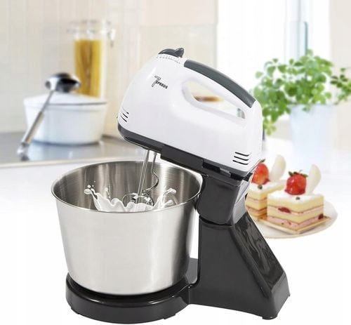 MIKSER RĘCZNY ROBOT KUCHENNY + 4 KOŃCÓWKI DUŻA MISA STOJAK 7 BIEGÓW na Arena.pl