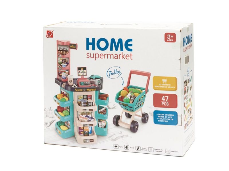 Supermarket sklep kasa fiskalna + wózek miętowy zdjęcie 10