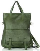 Skórzana torebka plecak z kieszenią z przodu - MARCO MAZZINI zielony