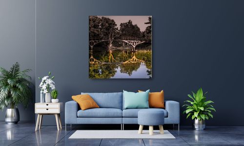 OBRAZ NA PŁÓTNIE 068 Most w lesie 50x50cm na Arena.pl