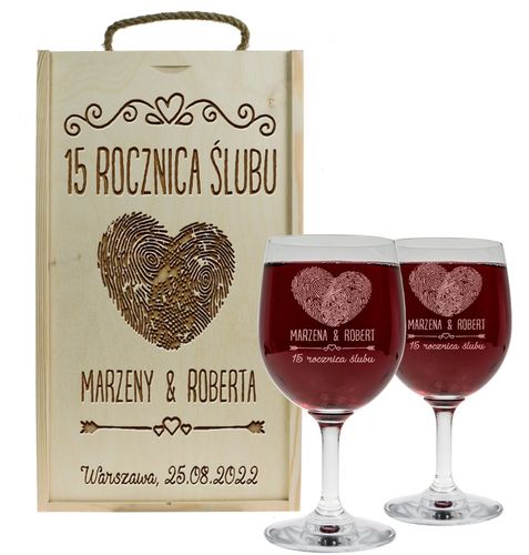 PREZENT NA ROCZNICĘ ŚLUBU SKRZYNKA PUDEŁKO NA WINO + DWA KIELISZKI na Arena.pl