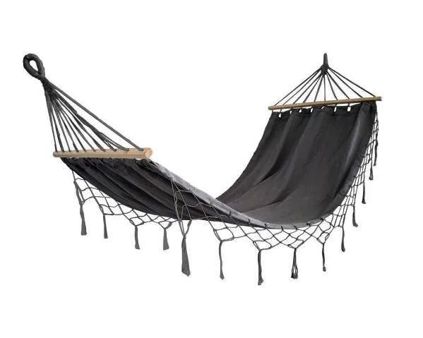 Hamak boho 200x100 - ciemno szary zdjęcie 2