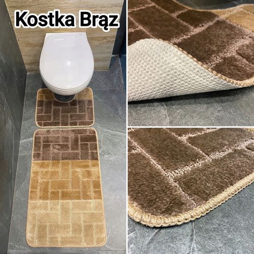 Komplet 2-częściowy dywanik łazienkowy podgumowany szybkoschnący mix wzorów na Arena.pl
