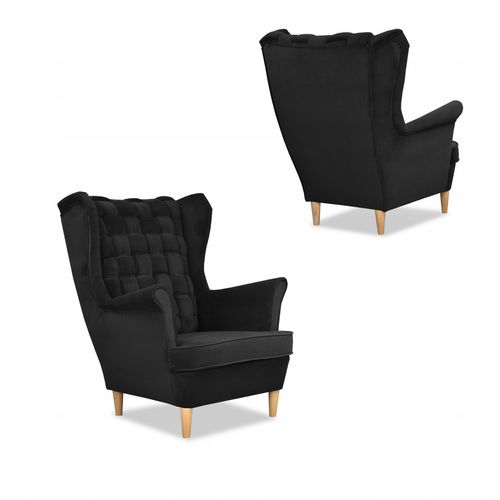 Zestaw wypoczynkowy Carol sofa fotele paski czarny na Arena.pl