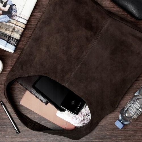 CZEKOLADOWA ZAMSZOWA TOREBKA WOREK BRĄZOWA TOREBKA ZAMSZ NATURALNY ZAMEK A4 na Arena.pl