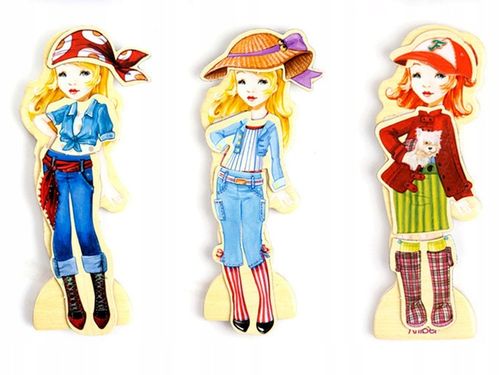 Drewniane Puzzle magnetyczne Ubranka Moda stylizacje 4 modelki ZA4807 na Arena.pl