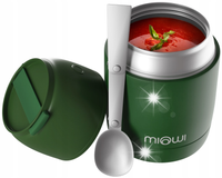 TERMOS OBIADOWY NA ZUPĘ ŻYWNOŚĆ STALOWY MIOWI 450 ML ŁYŻKA ZIELONY
