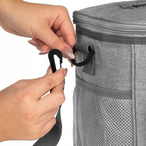 SOLIDNA TORBA TERMICZNA NA LUNCH PIKNIK 2 KOMORY + KIESZENIE PASEK SZARA na Arena.pl