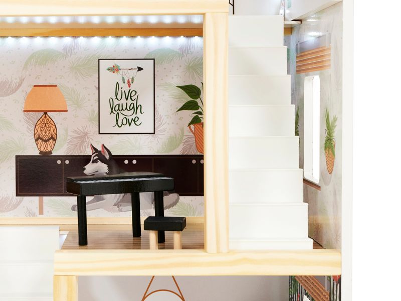 LULILO Domek dla lalek drewniany FLORO boho LED 78cm zdjęcie 12